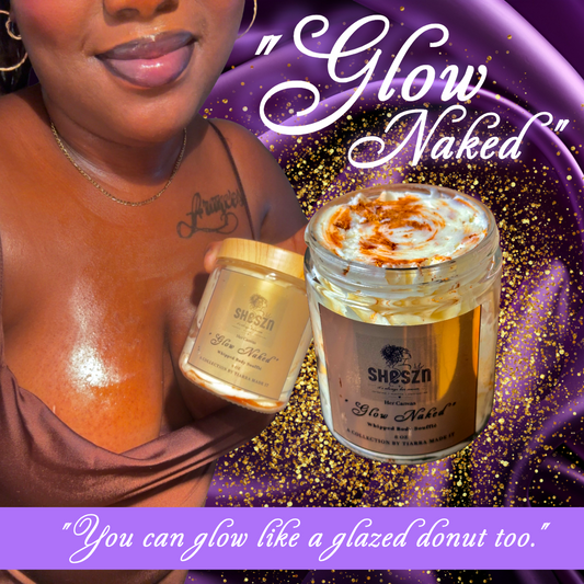 “Glow Naked” 8 oz. Whipped Body Soufflé with good mica.
